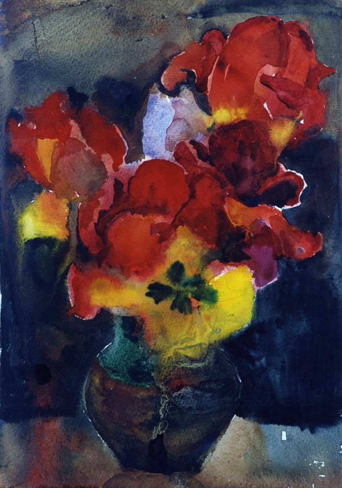 Трегубова Наталія, Червоні тюльпани, 1989, акварель, папір, 36х25